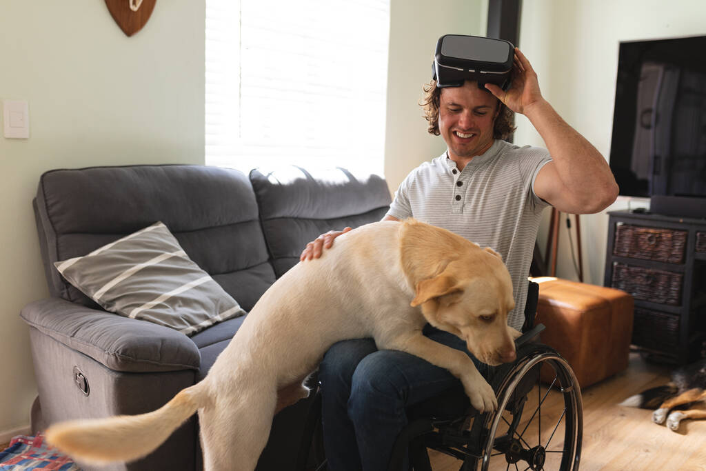 Man playing VR in a wheelchair